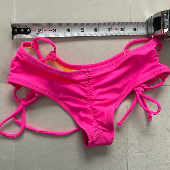 Nwt Barbie pink side tie swim boy shorts ultra tiny skimpy low rise scrunch butt - Picture 6 of 8